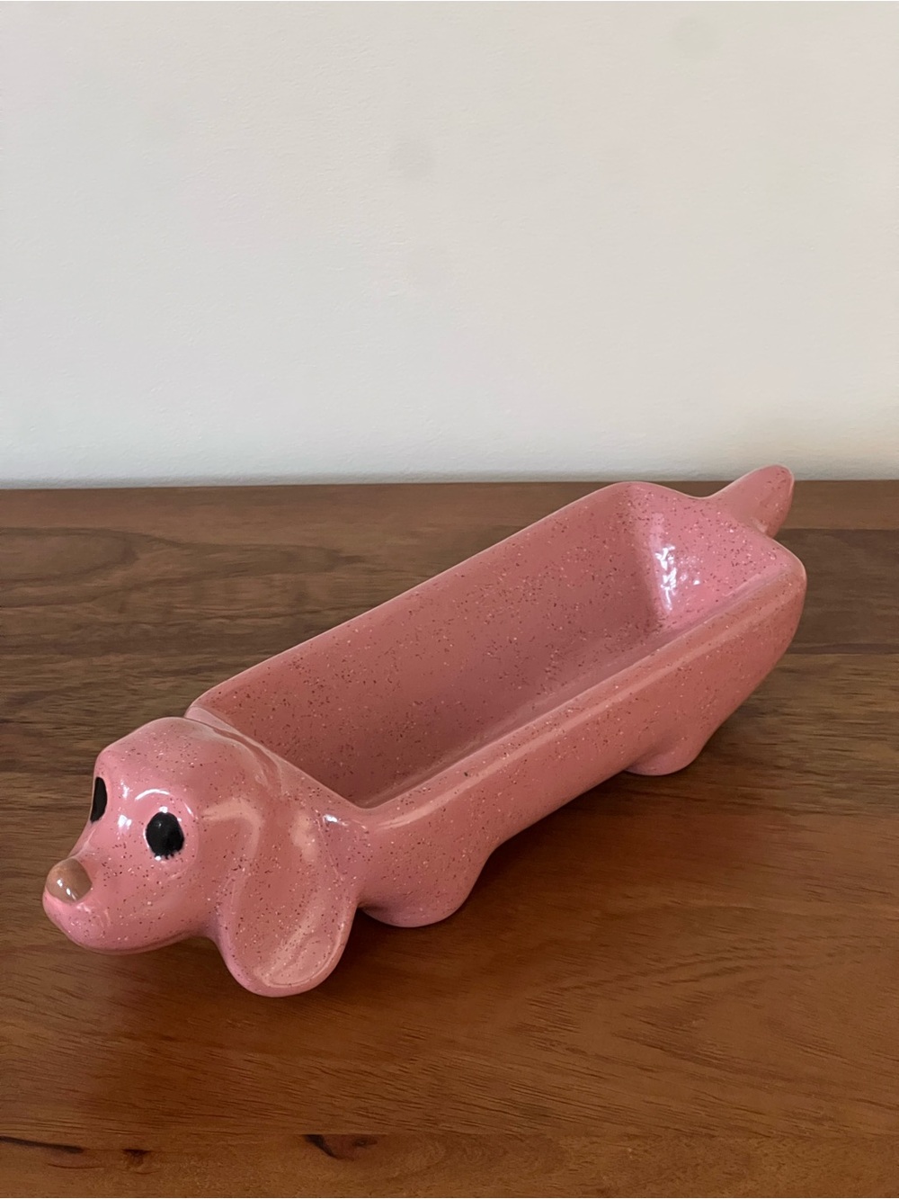 Vintage MCM Pink Speckled Ceramic Dachshund Trinket Dish - Picture 9 of 13